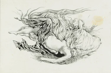 Chernomor e Lyudmila. Ilustração do poema Ruslan e Lyudmila de A. Pushkin, 1921-1926.