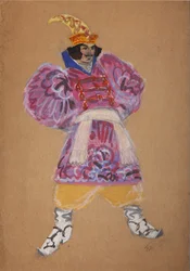 Desenho de figurino para a ópera O Galo de Ouro de N. Rimsky-Korsakov