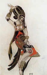 Esboço do figurino de Salomé do ballet A Tragédia de Salomé de Florent Schmitt