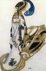 Esboço de figurino para Salomé do bailado O ... (aguarela sobre papel)