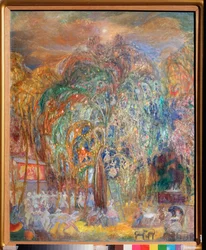 Night Fete - Pintura de Sergei Yurievich Sudeykin (Serge Soudeikine) (1882-1946), têmpera sobre tela