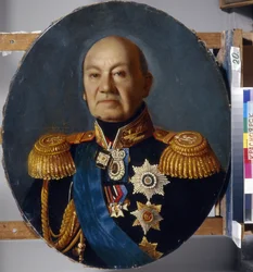 Retrato do conde Arseny Andreyevich Zakrevsky (Arseni Andreyevich Zakrevski) (1783-1865). Peinture de Sergey (Sergei, Serguei) Konstantinovich Zaryanko (Zarianko) (1818-1870), huile sur toile, apres 1848. Art russe 19e siecle, classicisme. Estado x Suriko