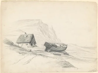 Casa e barco na costa
