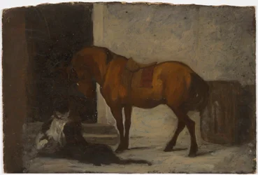Um cavalo e dois cães
