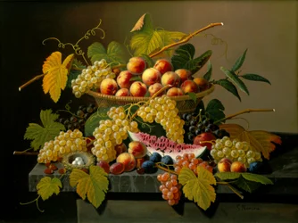 Natureza morta com um cesto de fruta