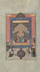 Bahram Gur no Palácio Escuro no sábado, Fólio 207 de um Khamsa..., A.H. 931A.D. 1524-25
