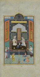 Bahram Gur no Palácio Branco na sexta-feira, Fólio 235 de um Khamsa..., A.H. 931A.D. 1524-25