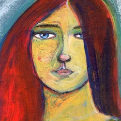 Mulher ruiva e serena