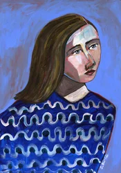 Retrato Azul Contemplativo