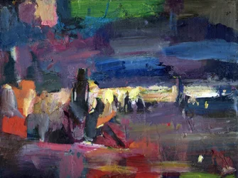 Figuras na praia, 2024 (guache sobre papel)