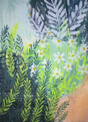Fresco jardim de margaridas