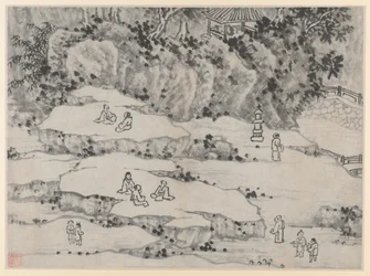 Doze vistas de Tiger Hill, Suzhou: The Nodding Stone Terrace, Tiger Hill ..., depois de 1490.
