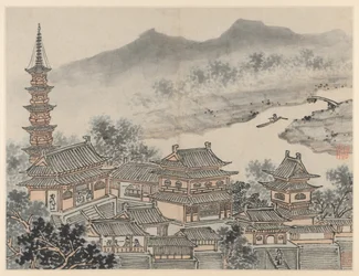 Doze Vistas da Colina do Tigre, Suzhou: Salão dos Mil Budas e Pagode, depois de 1490.