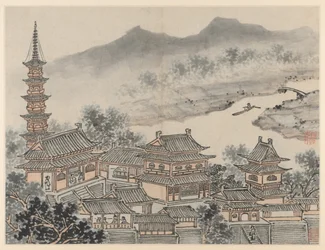 Doze Vistas de Tiger Hill, Suzhou: O Salão dos Mil Budas e o Pagode do Mosteiro "Cloudy Cliff"