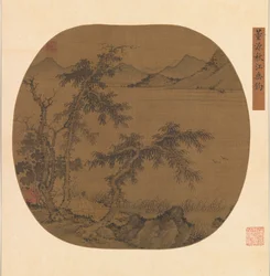 Pesca no Rio Outono, ca. 1370.