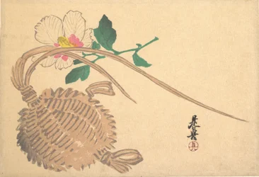 Cesto de Palha para Peixe e Flor Mokuge, ca. 1875., c. 1875.