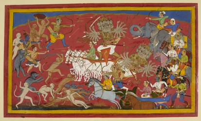 Acrescentar. 15297 (1) f.141v Batalhando o Rei Demónio Ravana, 