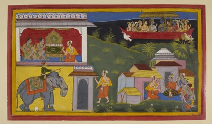 Hanumān informa Guha, Bharata e Śatrughna do regresso de Rāma do exílio