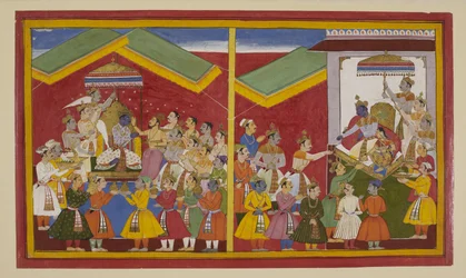 Rāma é coroado e recompensa os seus aliados; Sītā oferece o seu colar a Hanumān