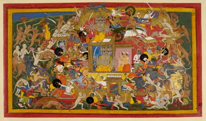 O Cerco de Lanka, c.1653 (aguarela opaca e ouro sobre papel)