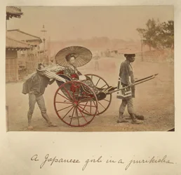 Uma rapariga japonesa numa jurikisha