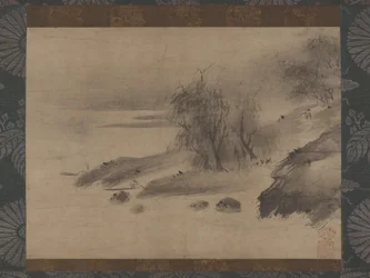 Paisagem de tinta Suiboku sansui zu, século XV e início do século XVI.