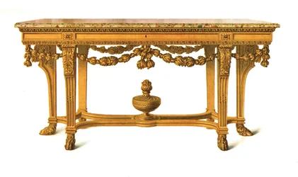 Mesa dourada com tampo de mármore, 1908.