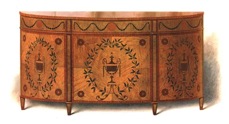 Cômoda de madeira de cetim, 1908.