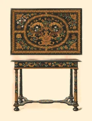 Mesa incrustada com marchetaria., 1905