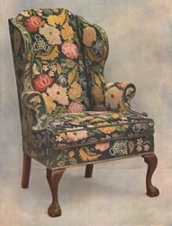 Cadeira de nogueira coberta com bordado, 1905