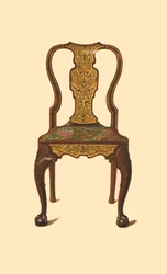 Cadeira de nogueira incrustada com marchetaria, 1905