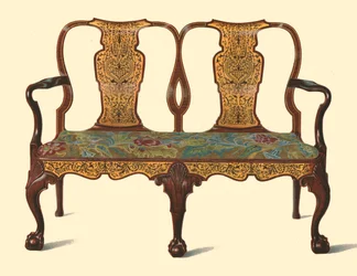 Sofá de nogueira incrustado com marchetaria, 1905
