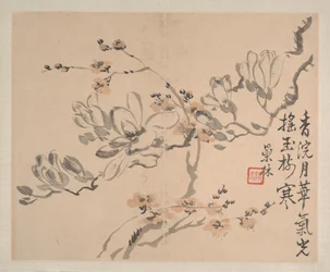 Paisagens e flores, datado de 1745 (álbum de oito pinturas; tinta e cor sobre papel)