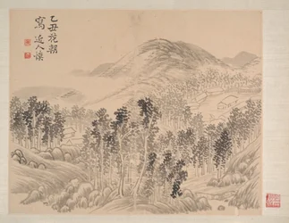 Paisagens e flores, datado de 1745 (álbum de oito pinturas; tinta e cor sobre papel)