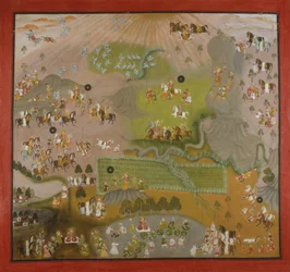 Maharana Jagat Singh Hawks for Cranes, datado de 1744.