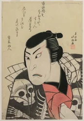 Ator Ichikawa Ebijūrō I como Tōken (China Dog) Jūbei, na peça Red and Purple, Rich Dyes of Osaka (Benimurasaki ai de someage)