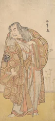 Ikunojo III como Chiyosaki atacando o Chozubachi, uma chuva de moscas de moedas de ouro, final do século XVIII.