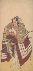Kabuki a c e r Ichikawa Dan Juro V membro Ah S e p ração lutam por um tempo! Estrada, 11º portão, 1779.