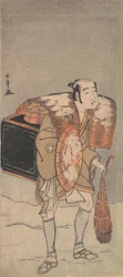 Otani Tomoemon como um mascate caminhando pela neve, ca. 1778.