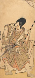 O Ator Nakamura Sukegoro II como Samurai Disfarçado de Shicho ou Atendente..., ca. 1778.