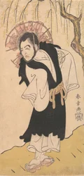 O ator Nakamura Utaemon I como um monge sob um salgueiro, 1726-1792.