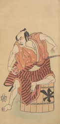 O Terceiro Otani Hiroemon como um Otokodate sentado em uma banheira invertida, 1768 ou 1769.