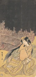 O terceiro Segawa Kikunojo como uma mulher agachada, 1778.