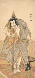 O ator Nakamura Nakazo como um peregrino rokuju-rokubu ao templo budista, ca. 1780.