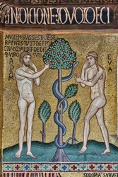 A Capela Palatina (Basílica), ciclo de mosaicos sobre o Antigo Testamento, ciclo da Criação: "O Pecado Original", século XII