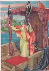 O retorno de Elsie, eu a vi parada no convés, sob um toldo fresco e sombrio.