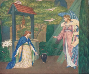 Maria no poço. Salve, Virgem Maria, cheia de graça!