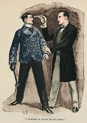 Bati uma pistola na cabeça dele, 1892