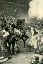 Roberts tem seu carregador baleado na cabeça em Bulandshair, 1901.