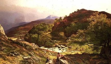 No rio Llugwy perto de Capel Curig, N. Wales